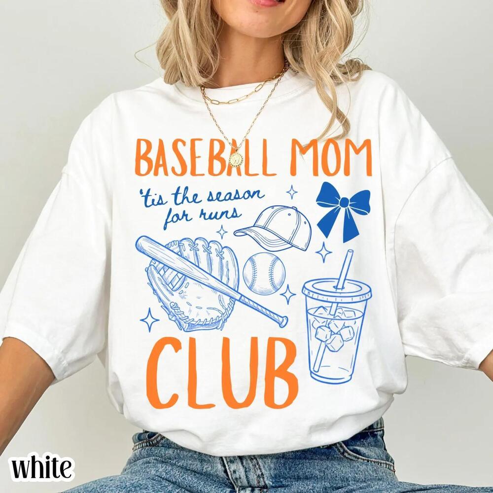 S Baseball Mom Club Shirt Cute Baseball Mama Game Day Tee
